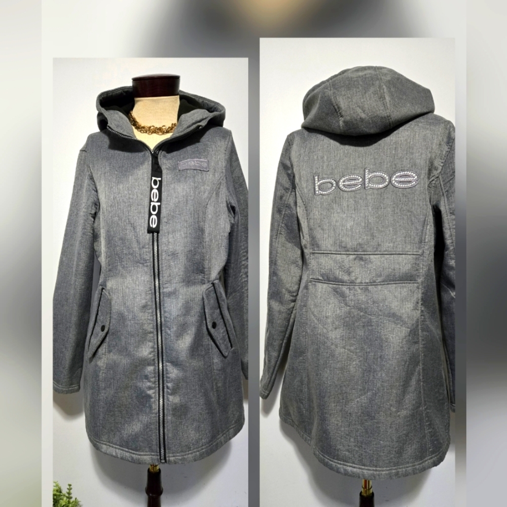 Bebe Charcoal Hooded Waterproof Branded Jacket. Size  Large